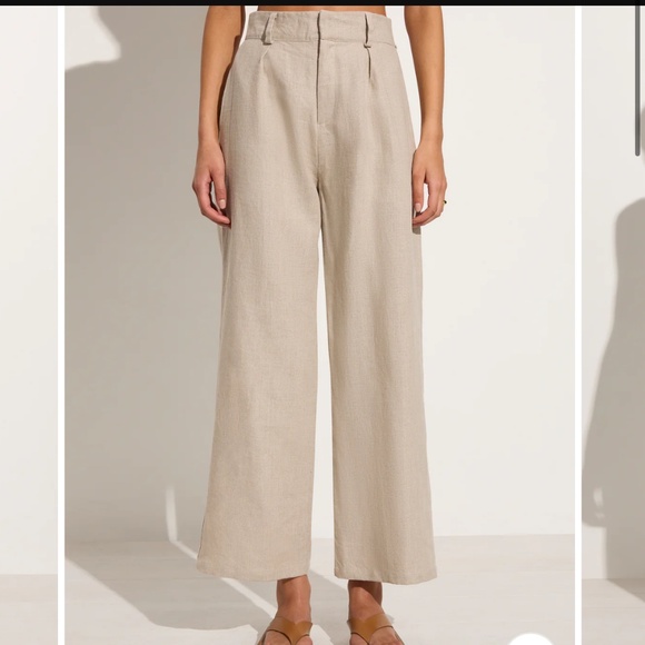 FAITHFULL THE BRAND NEW Ida Linen Wide Leg Pants Natural 6 M - Picture 4 of 10